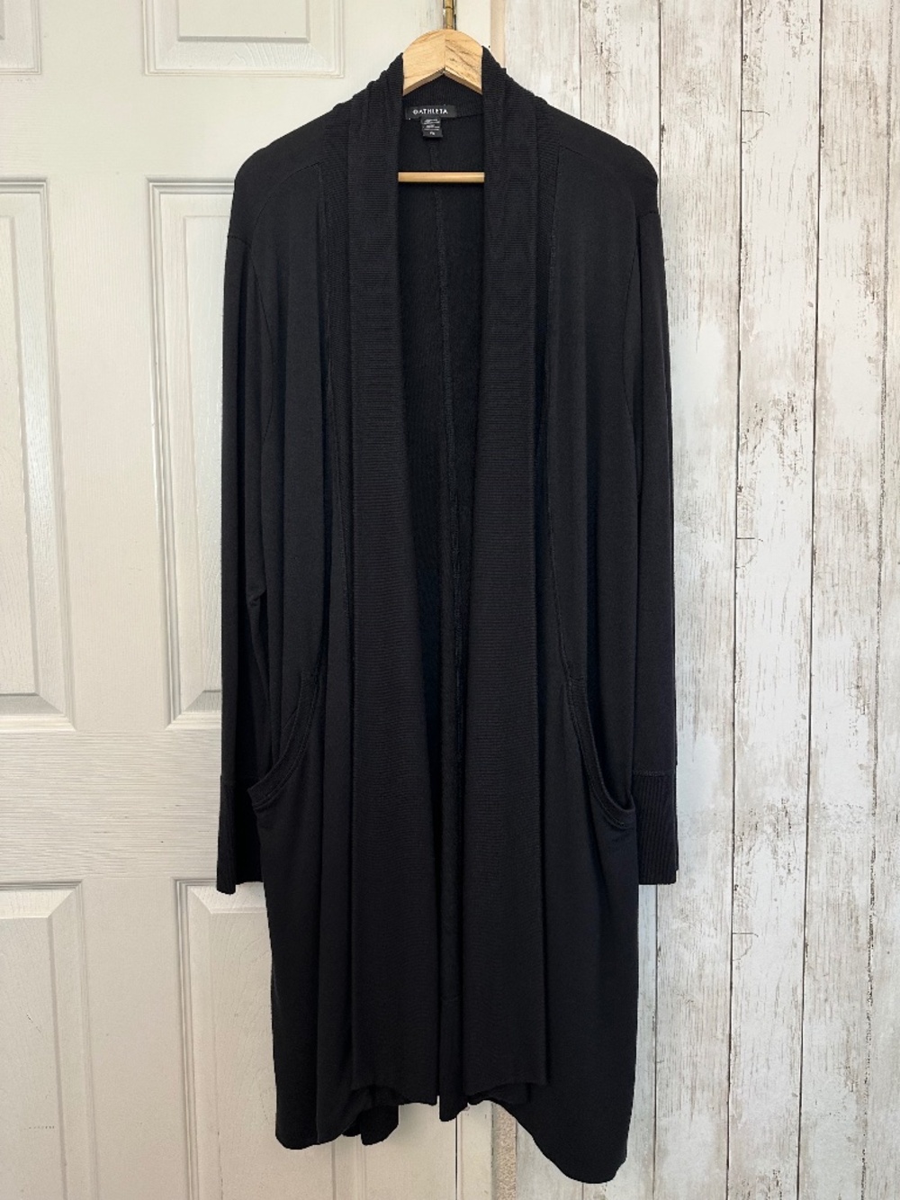 Athleta Pranayama Long Wrap Cardigan Black XL Yoga Style Athleisure Loungewear